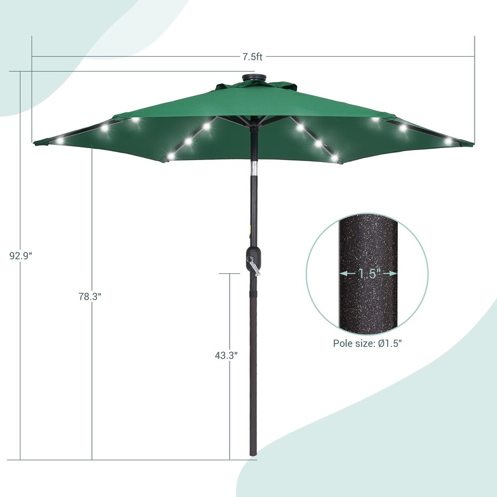 Bonosuki 7.5Ft LED Patio Market Umbrella Outdoor Table Umbrella