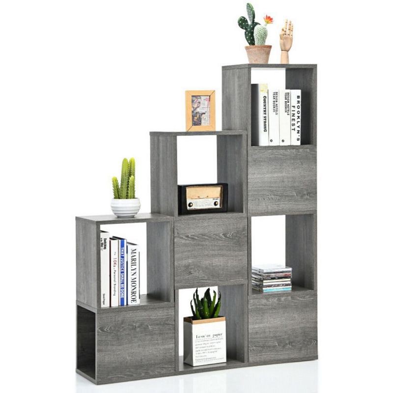 Hivago Freestanding Display Shelf for Living Room-Gray