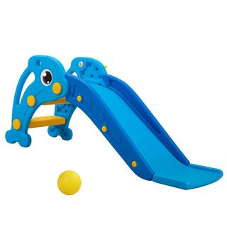 Nyeekoy Toddler Slide Playset Kid's Freestanding Climbing Sliding Fun Toy in Sky Blue TH17Y0840