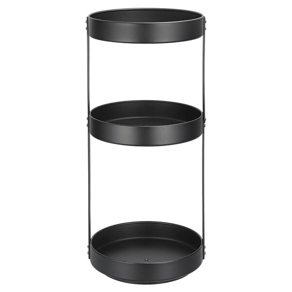 3 Tier Lazy Susan Organizer Rotating Spice Rack Turntable for Kitchen Cabinet - Black