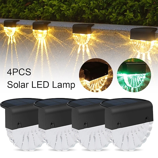 2/4pcs Solar Fence Lights  Outdoor Deck Lights Warm White Waterproof RGB 2 Modes Garden Lights Villa Patio Decoration Landscape Fence Stair Lights