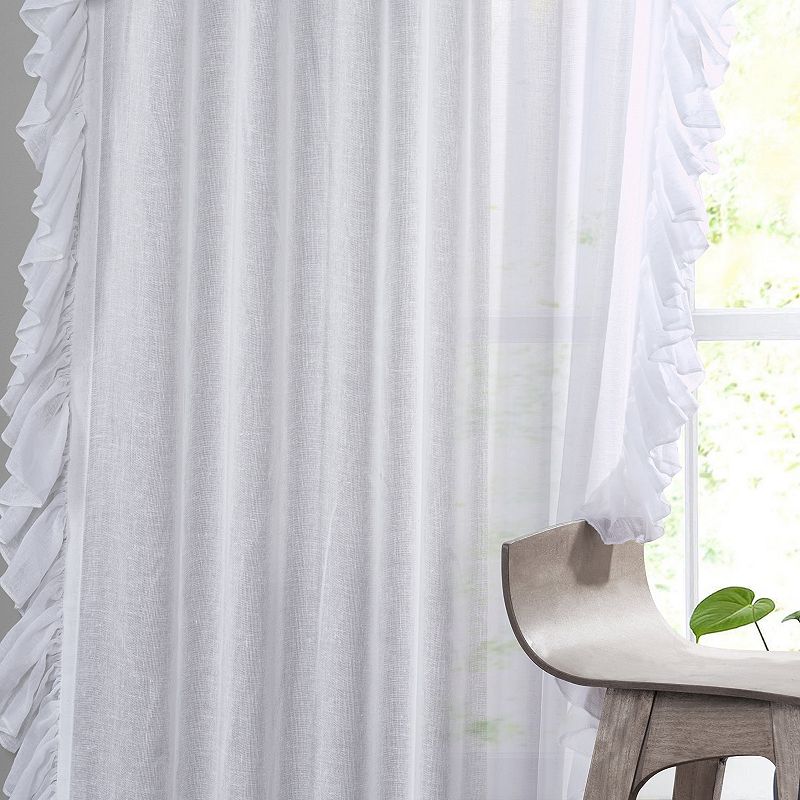 Eff Faux Linen Ruffle Sheer Window Curtain