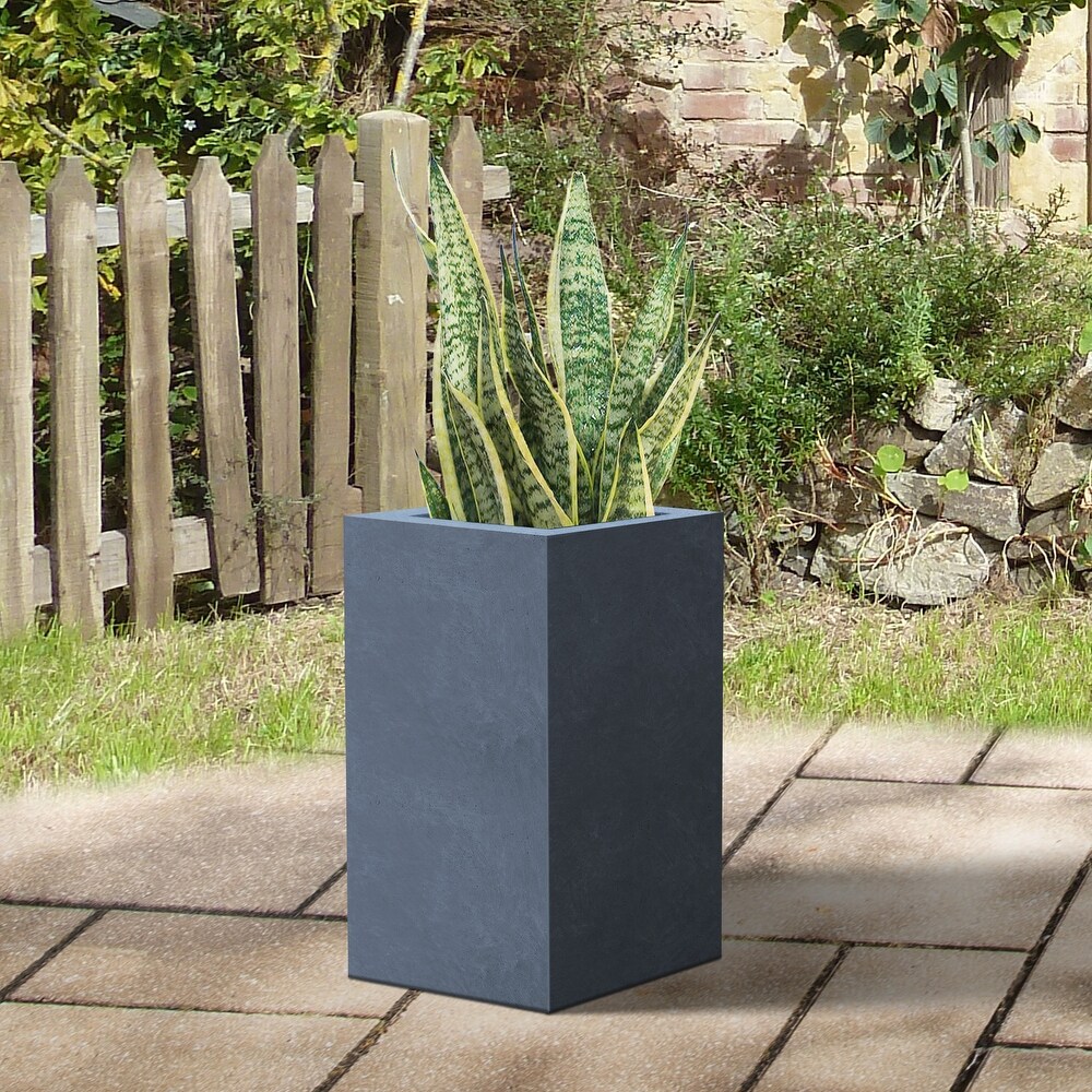 Durx litecrete Lightweight Concrete Tall Light Granite Planter Medium   11'x11'x23.6'