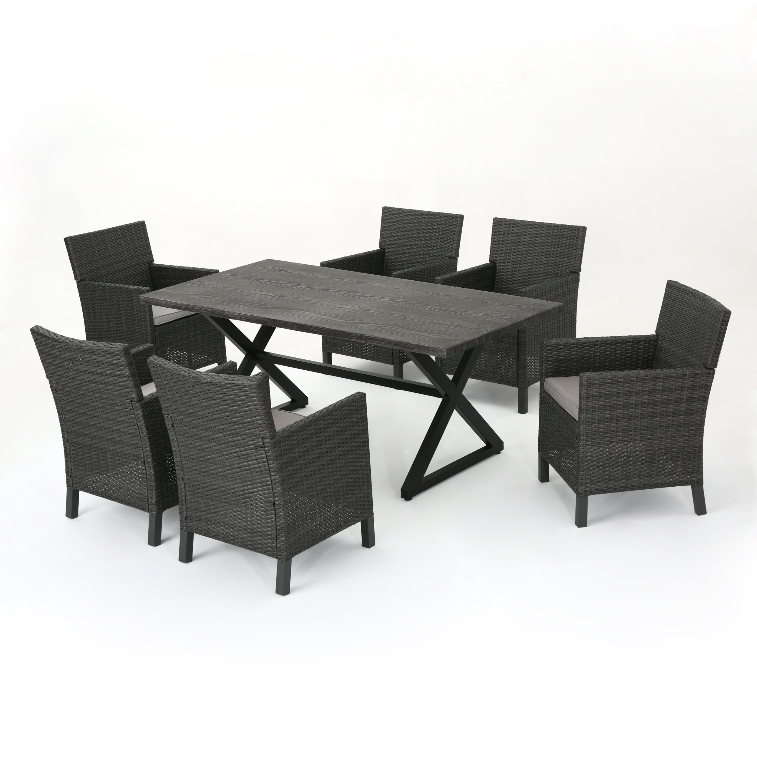 Blane Outdoor 7 Piece Grey Dining Set with Aluminum Dining Table