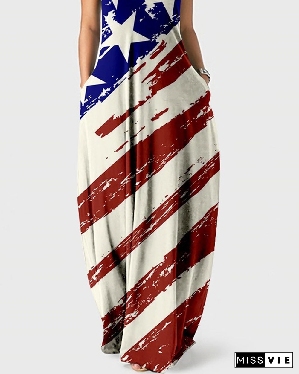 Independence Day Print Sling Maxi Dress