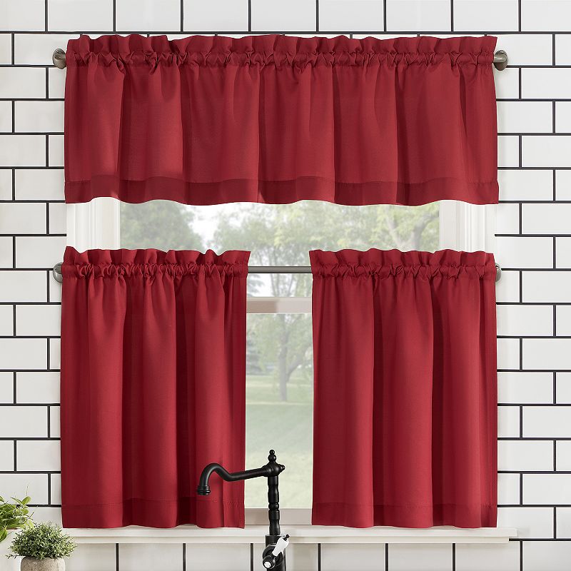 No. 918 Martine Microfiber Semi-Sheer Kitchen Curtain Valance and Tiers Set