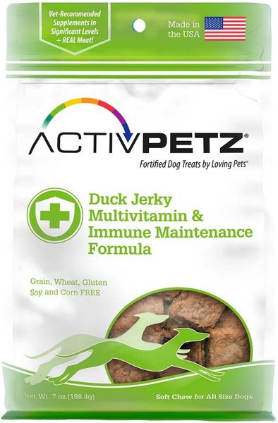 Loving Pets Activpetz Duck Jerky Multivitamin and Immune Booster Dog Treat， 8-oz bag