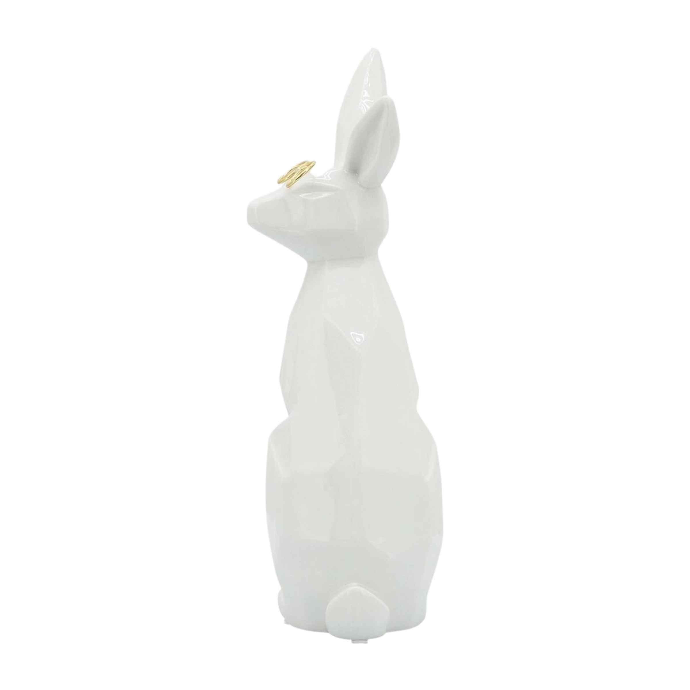 Sideview Bunny With Glasses Ceramic 27 Cm - White And Gold 16943-03