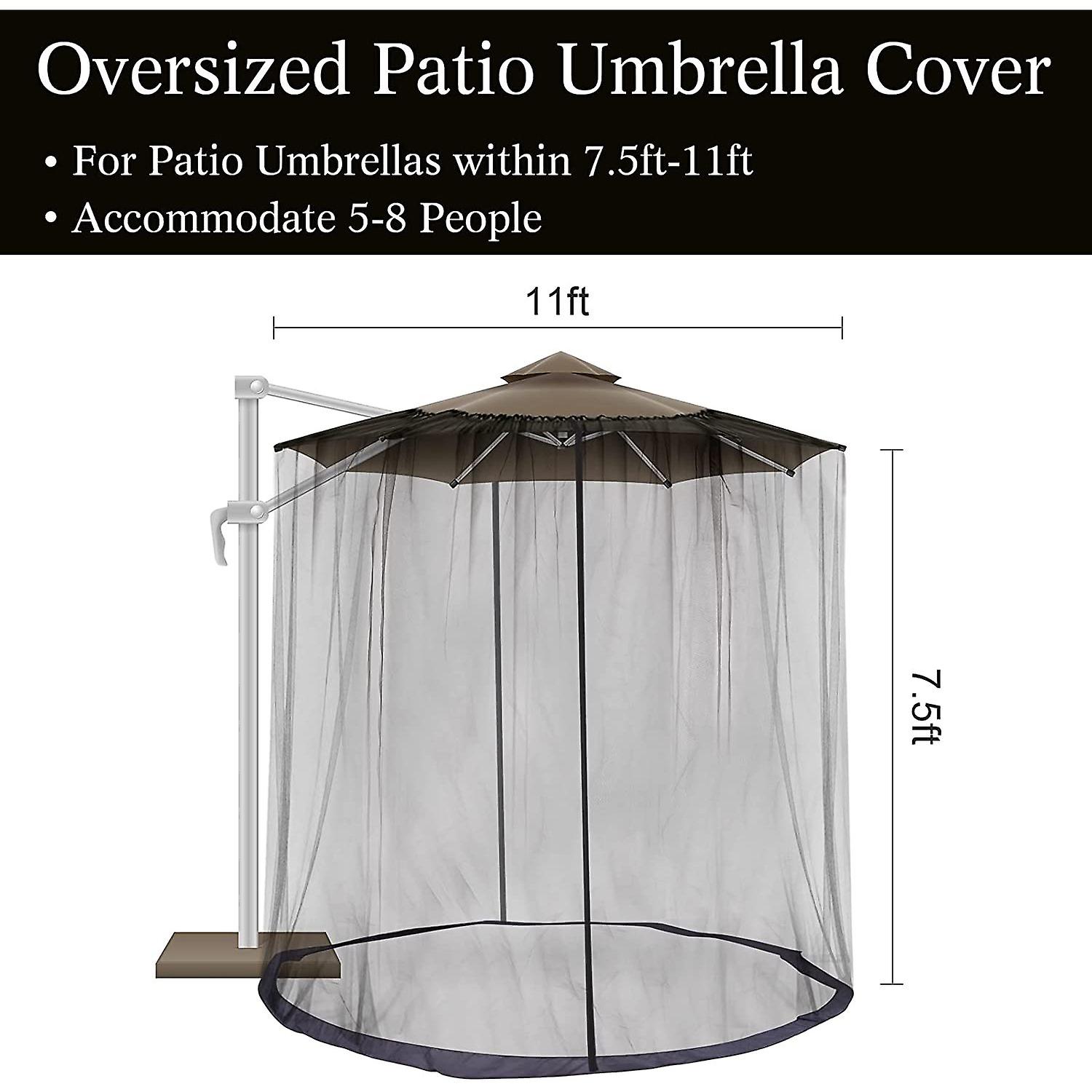 Patio Umbrella Mosquito Netting With 2 Doors For 7.5ft To 11ft Outdoor Offset Umbrellas Table Screen Accommodate Up To 8 People Equipped With Double Z