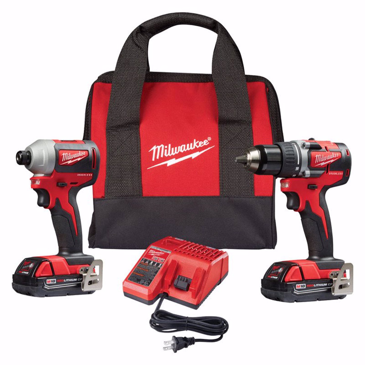 MW M18 18 V Cordless Brushless 2 Tool Compact Drill and Impact Driver Kit