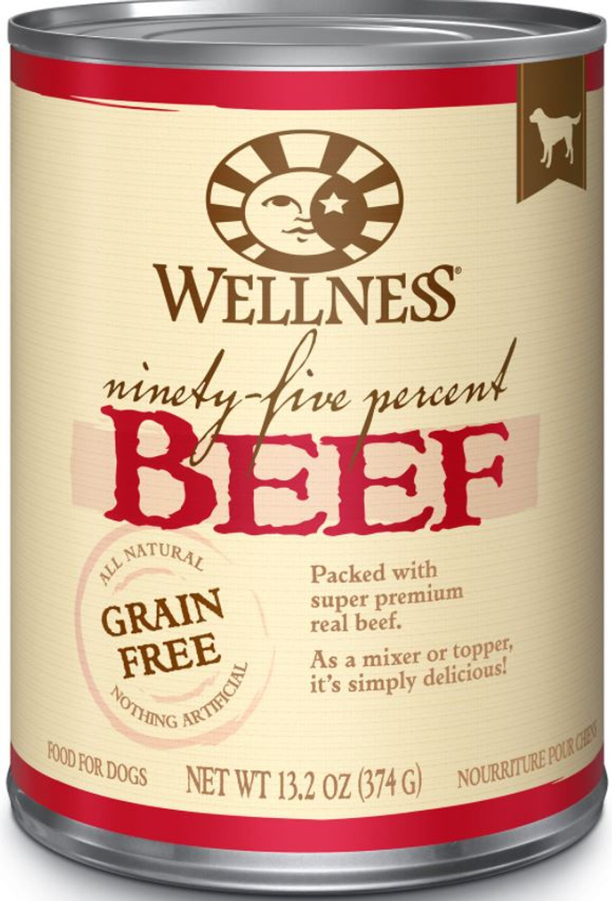 Wellness Grain Free 95% Beef Canned Dog Food， 13.2oz.