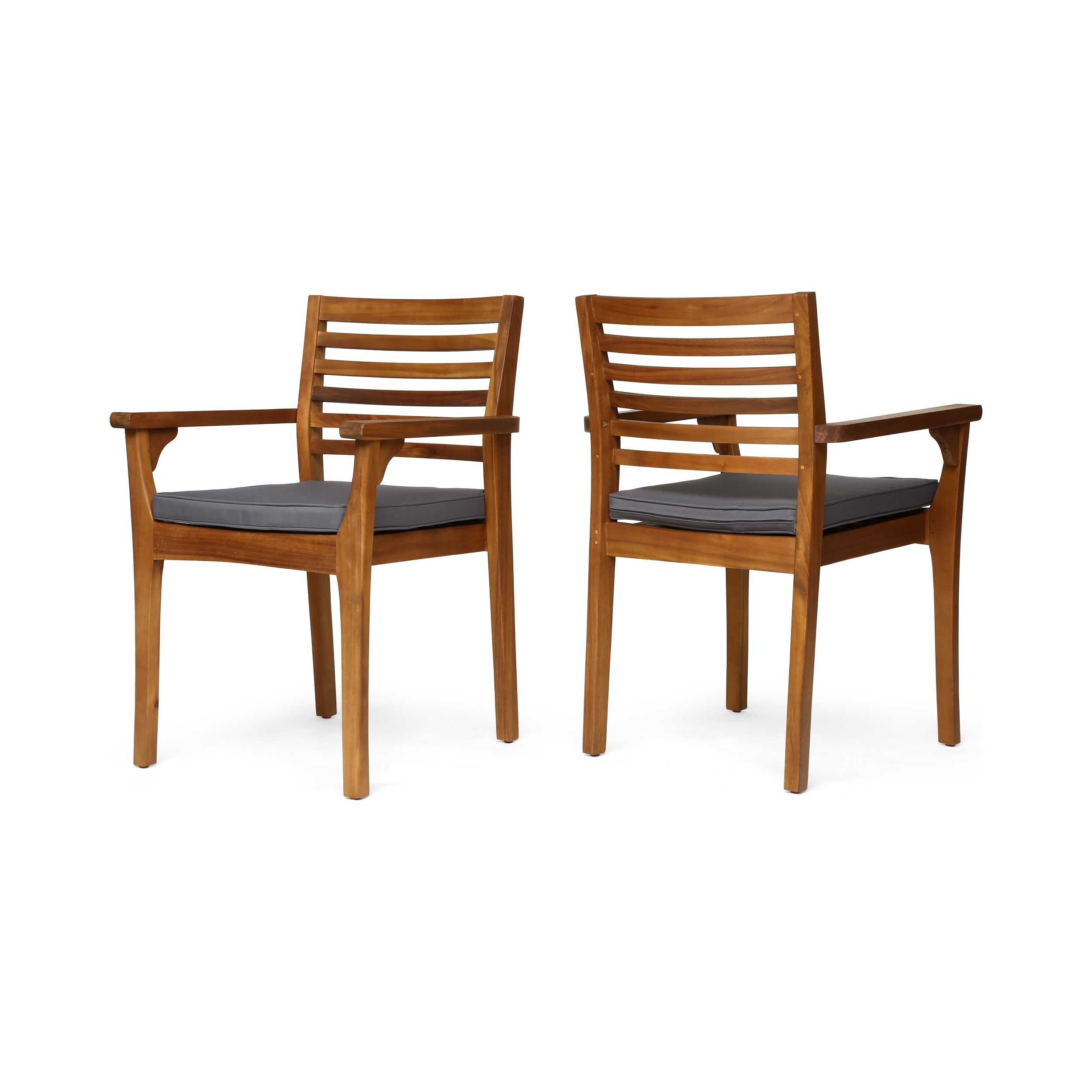 Esther Patio Dining Chairs, Acacia Wood and Outdoor Cushions