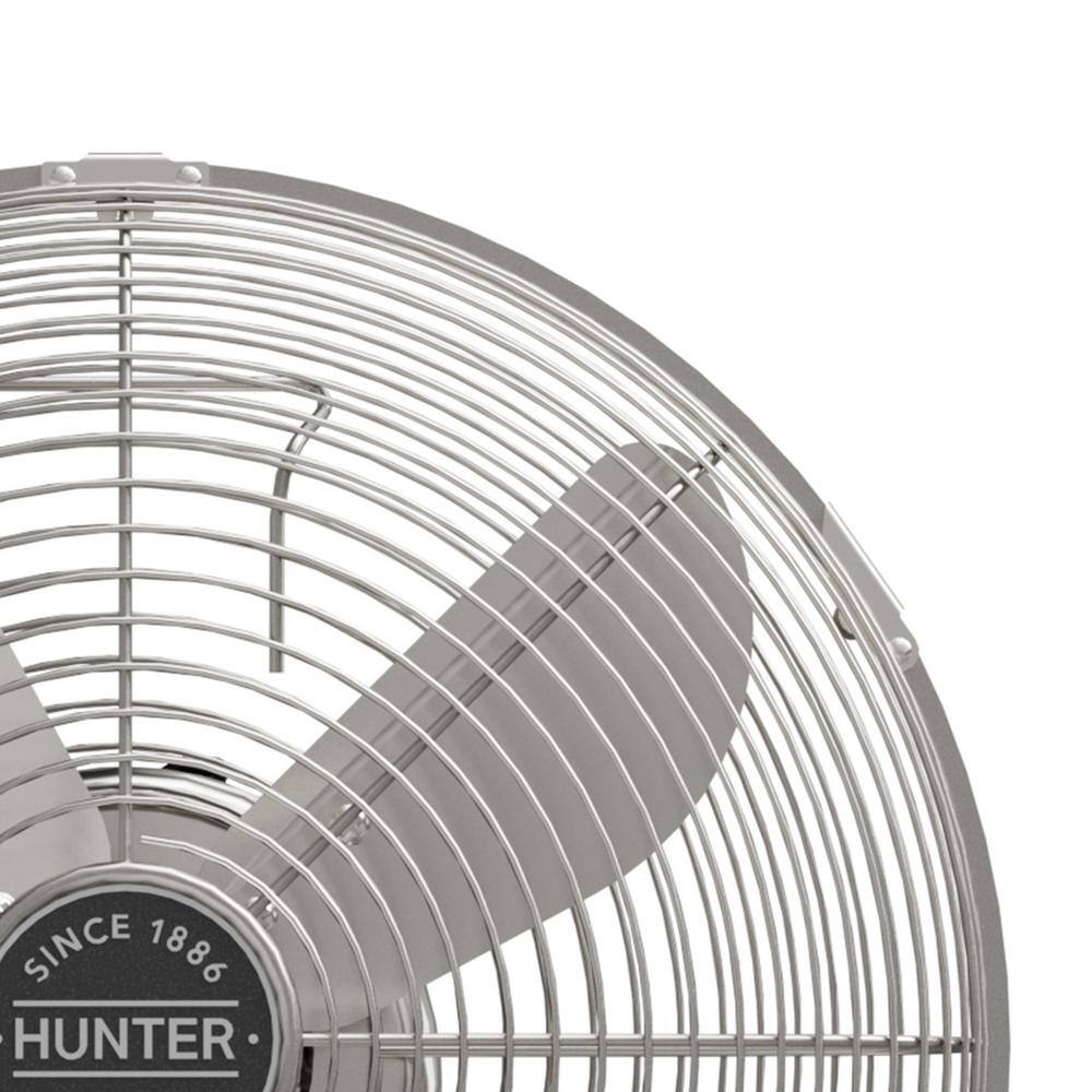 Hunter Classic 12 in. 3-speed Desk Fan in Brushed Nickel with Non-slip Base and Easy-Carry Handle 97315