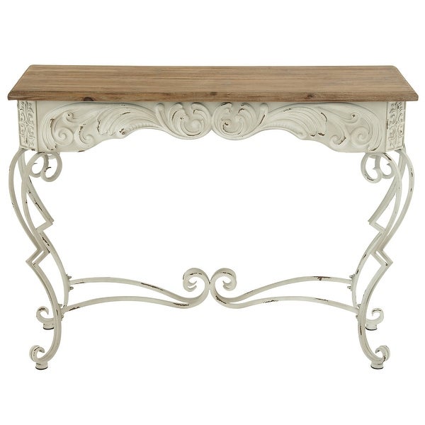 White Iron Farmhouse Console Table 32 x 42 x 16