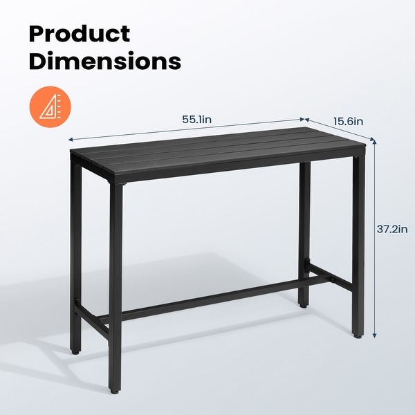 Pellebant Patio Outdoor Bar Table Rectangle Pub Table Dining Table