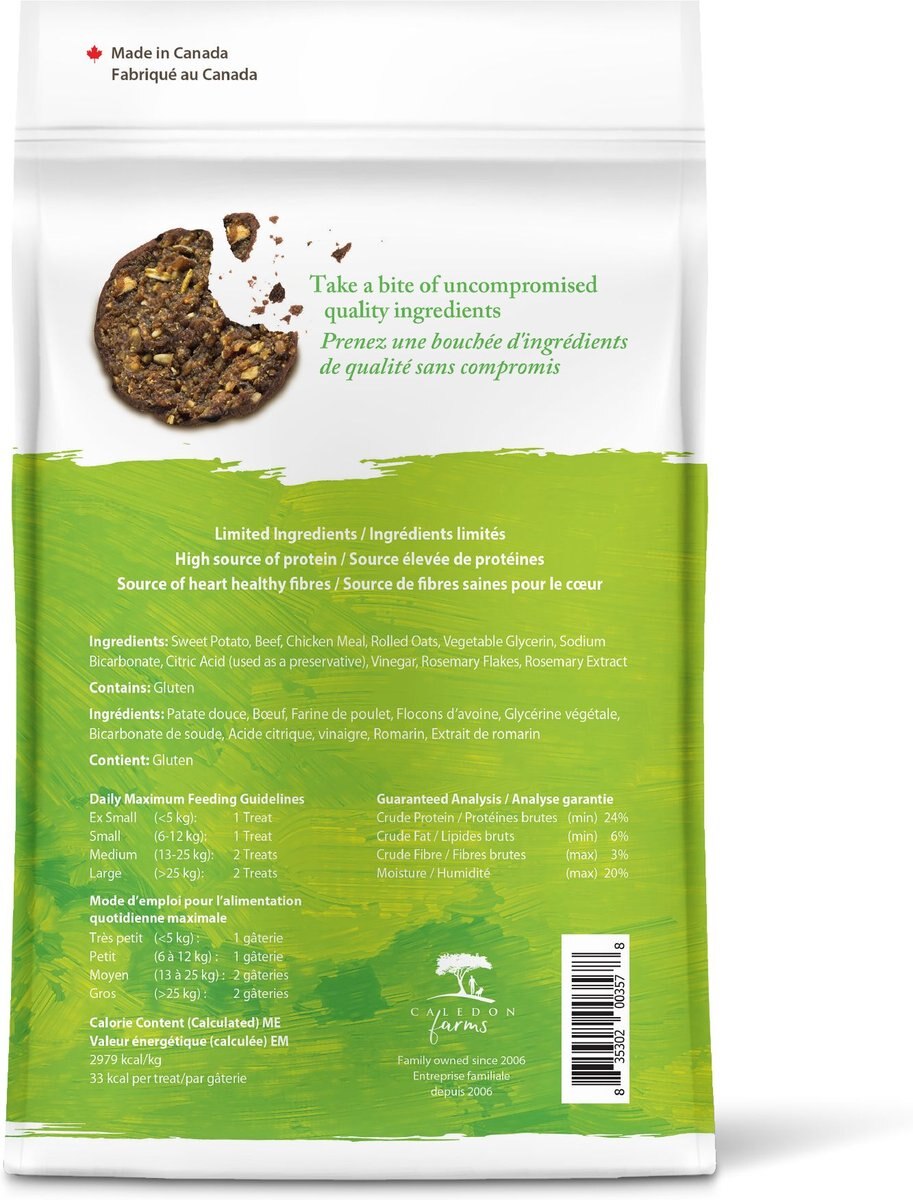 Caledon Farms Protein Cookie Steak and Rosemary Dog Treats， 8-oz bag