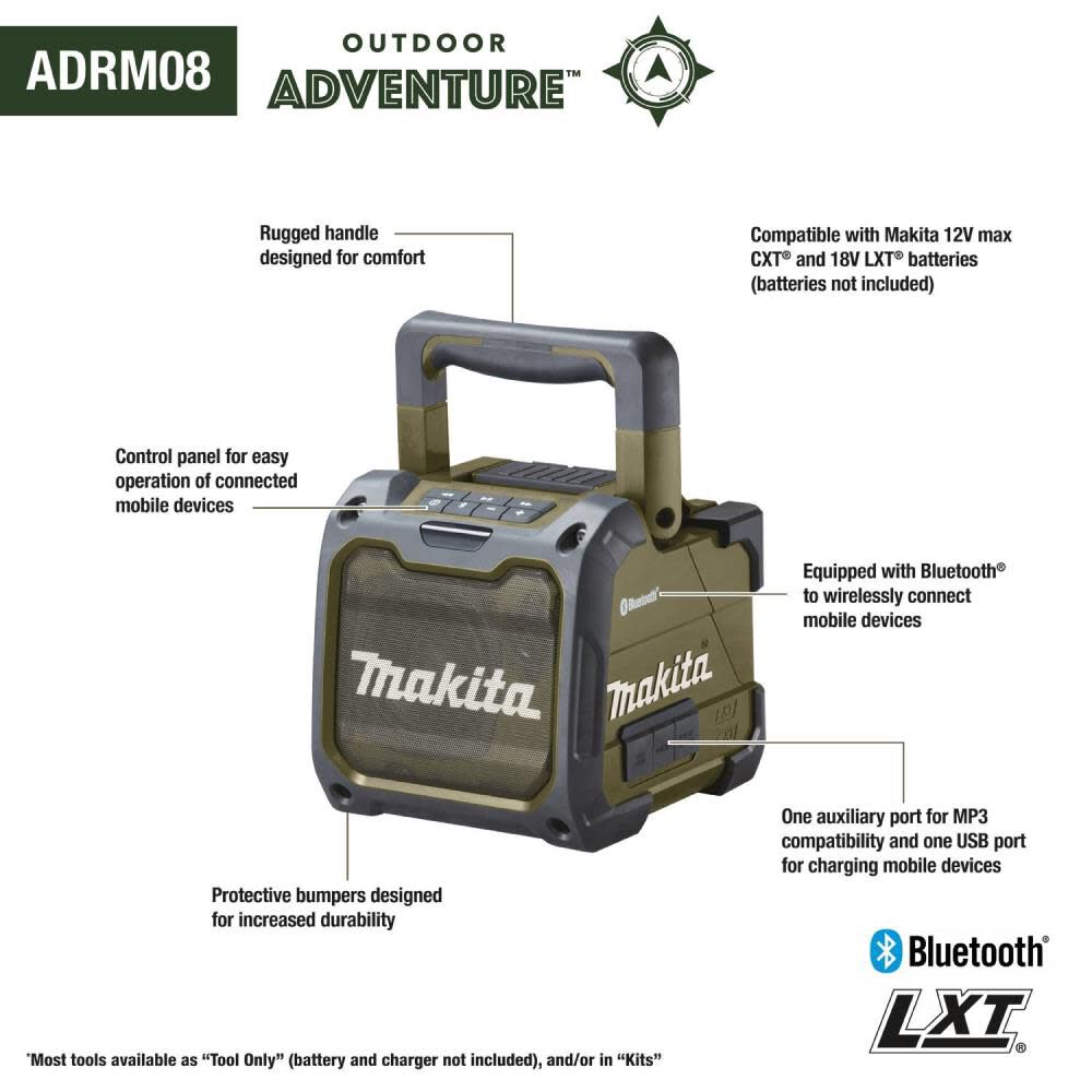 Makita Outdoor Adventure 18V LXT Bluetooth Speaker ADRM08 from Makita