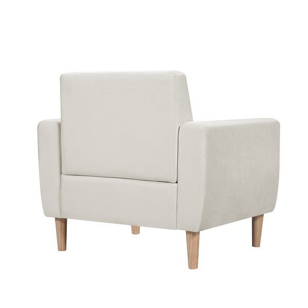 Linen Square Arm Accent Chair with Pillow