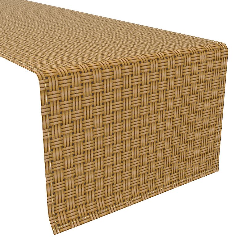 Table Runner， 100% Polyester， 12x72， Wicker Reed Fence