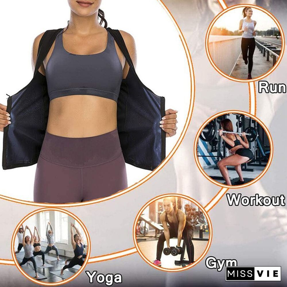 Lilvigor Women Sauna Sweat Vest Hot Polymer Corset Waist Trainer Sauna Suit Tank Top Zipper Weight Loss Body Shaper Thermo Workout Shirt