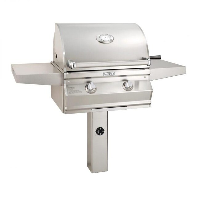 Fire Magic Choice Multi-User Accessible CMA430S 24-Inch Propane Gas Grill With Analog Thermometer On In-Ground Post