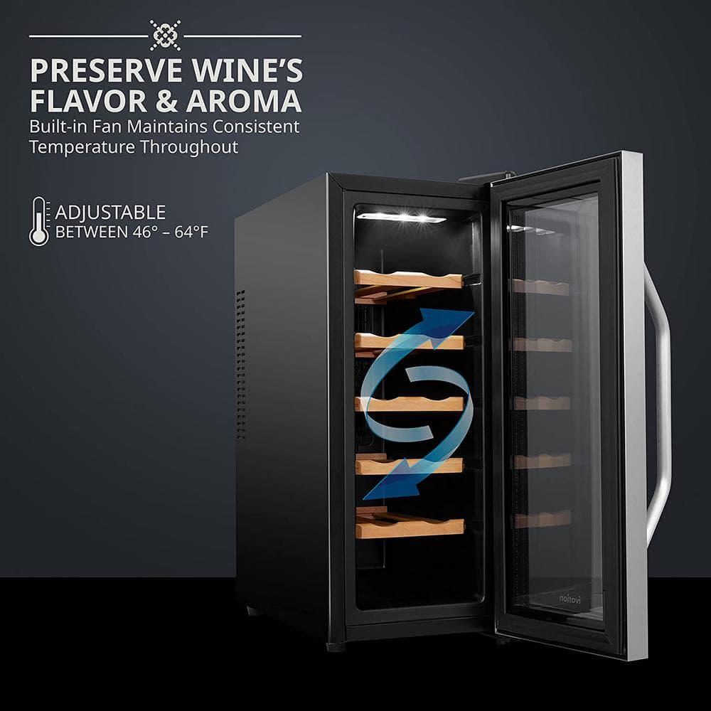 Ivation Thermoelectric 12Bottle Free Standing Wine Cooler  Stainless Steel