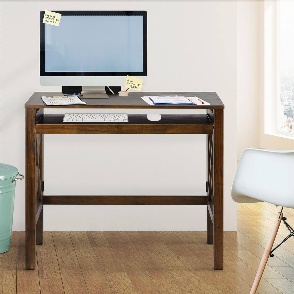 Casual Home X-Design Warm Brown Folding Desk with Pull-Out 533-34