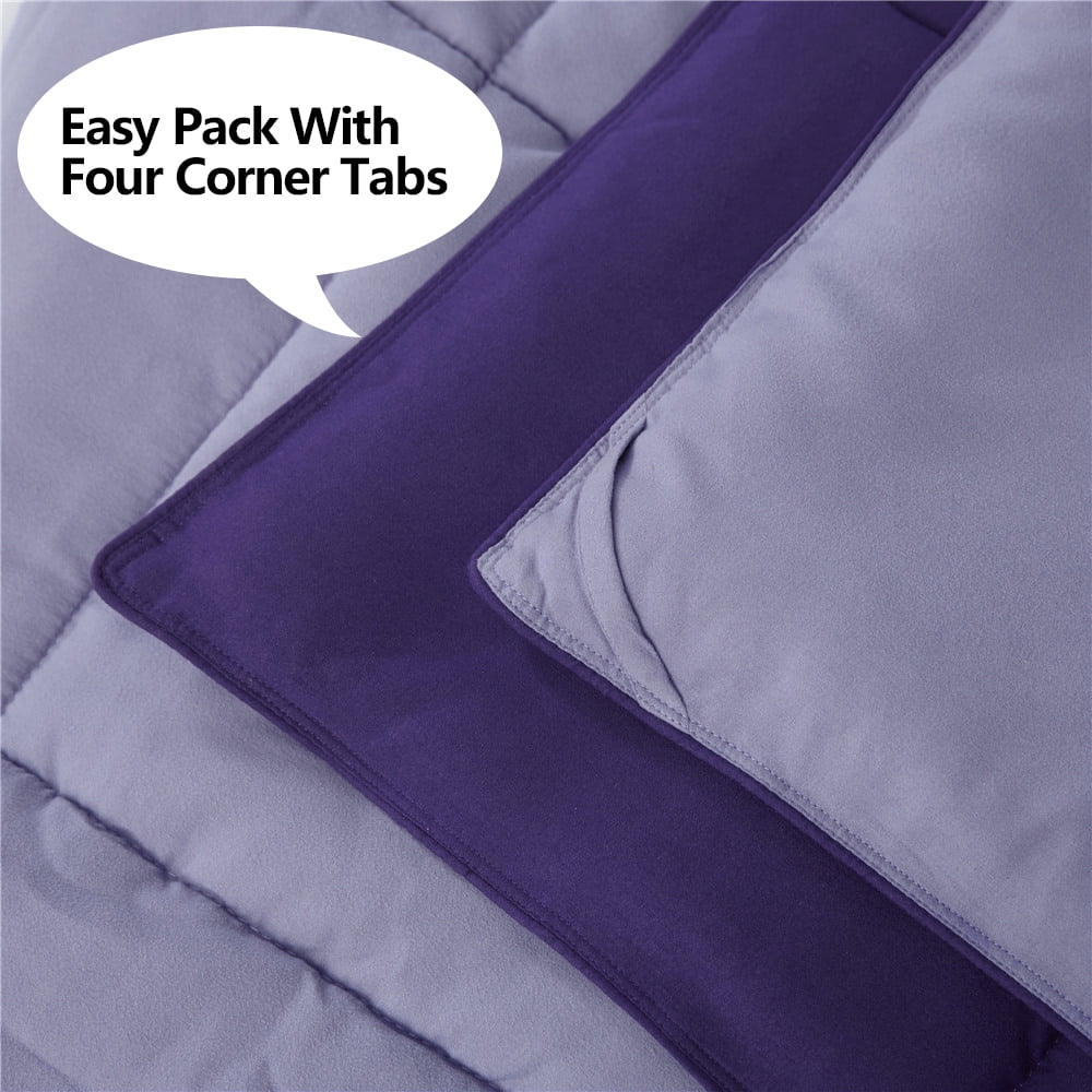 HIG Traditional All Season 3-Piece Comforter Set， Down Alternative Filling， King， Purple