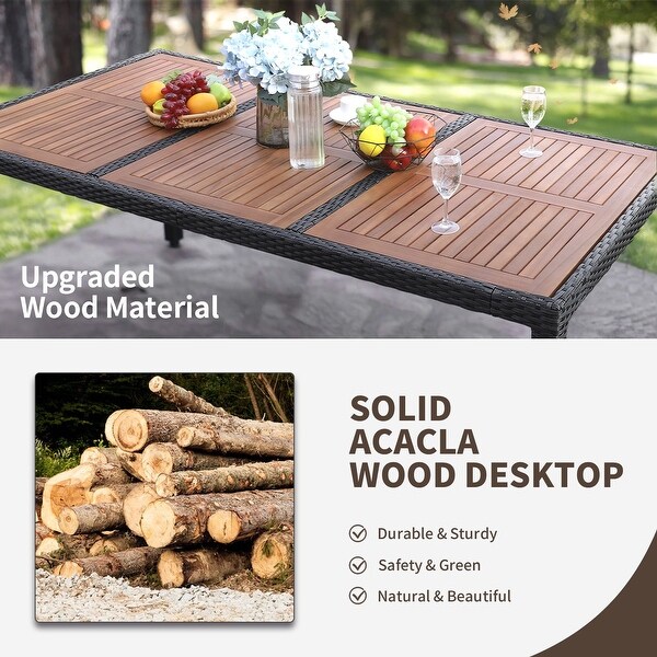 Lacoo PE Wicker/ Acacia Wood Outdoor Patio Dining Set