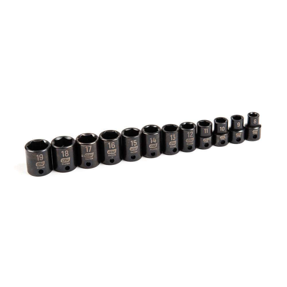 GEARWRENCH 34-Piece Metric 38 in. 12 in. Impact Socket Tray Set 85873