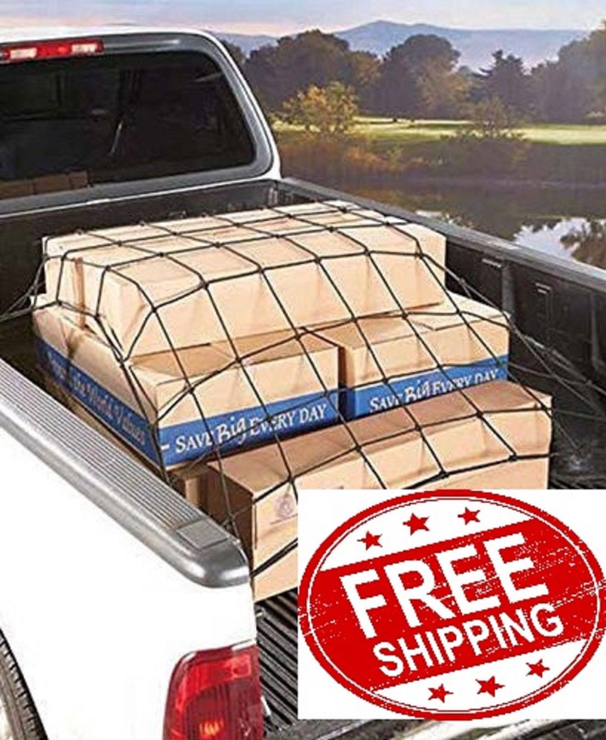 Cargo Net Bed Tie Down Hooks for Truck Pickup Compact Size 60