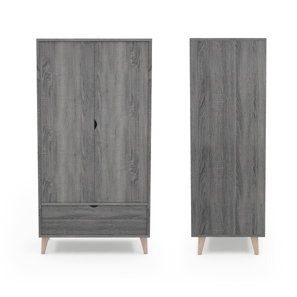 DH BASIC Minimalist Distressed Grey Wardrobe Armoire by Denhour - - 20931695