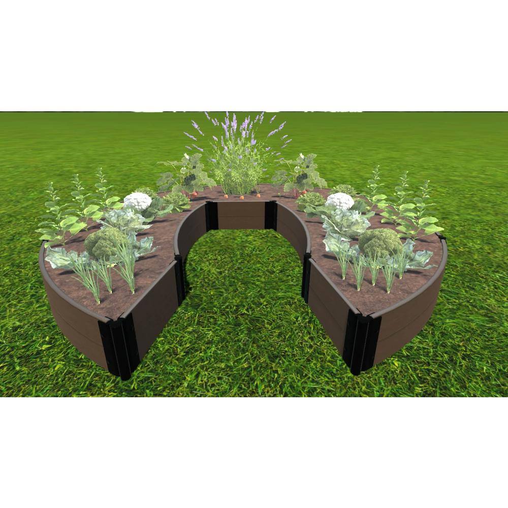 Frame It All 9 ft. x 6 ft. x 11 in. Uptown Brown Composite Walk-In Circle Chicago Keyhole Path Raised Garden Bed - 1 in. Profile 800002158