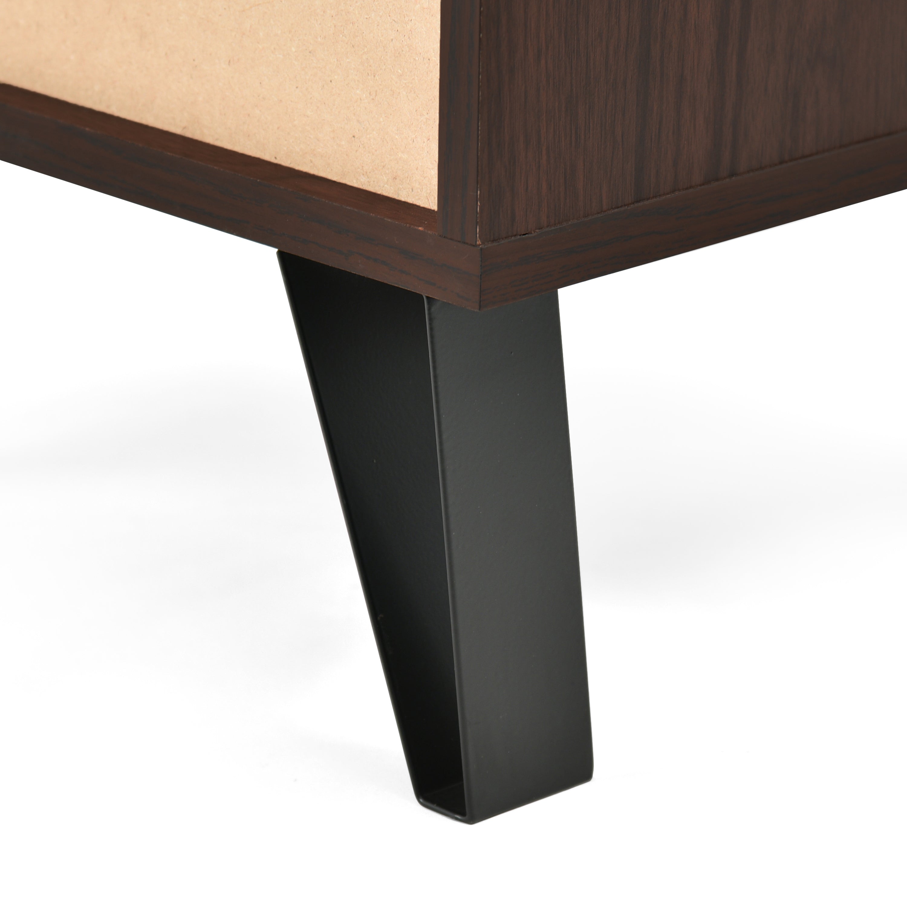 Demijen Modern Industrial Tall Nightstand with Drawer, Walnut and Matte Black