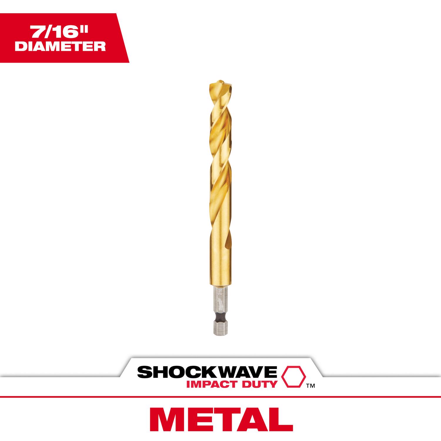 MW Shockwave 7/16 in. X 4.92 in. L Titanium Red Helix Drill Bit 1 pc