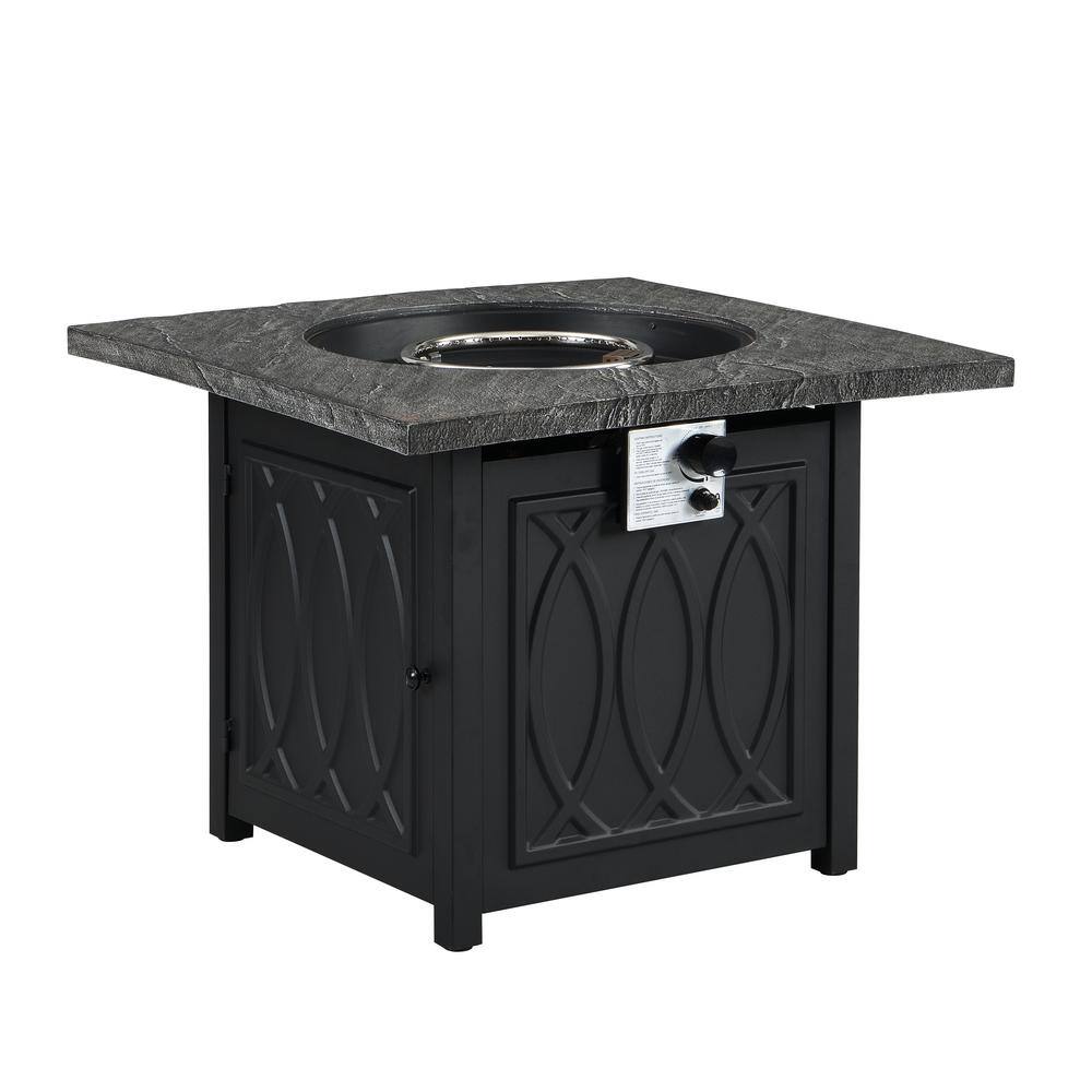 CASAINC 32 in. Metal 50000 BTU Propane Fire Pit Table Patio Gas Fire Pit with Lid and Lava Rock WFEHFP-03-A