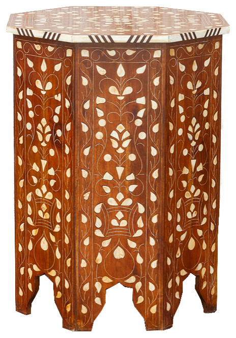 Mother of Pearl Inlay Damascene End Table   Mediterranean   Side Tables And End Tables   by De cor  Houzz