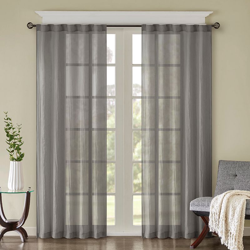 Madison Park 2-pack Kaylee Solid Crushed Sheer Window Curtains