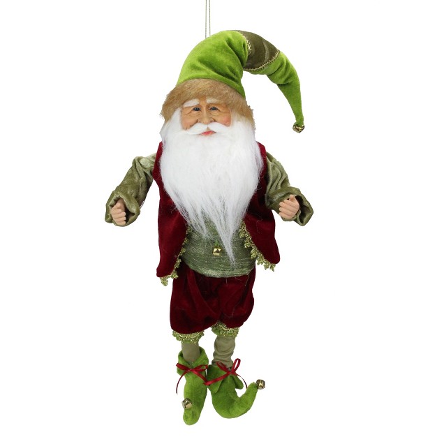 Red And Green Poseable Whimsical Elf Christmas Figurine