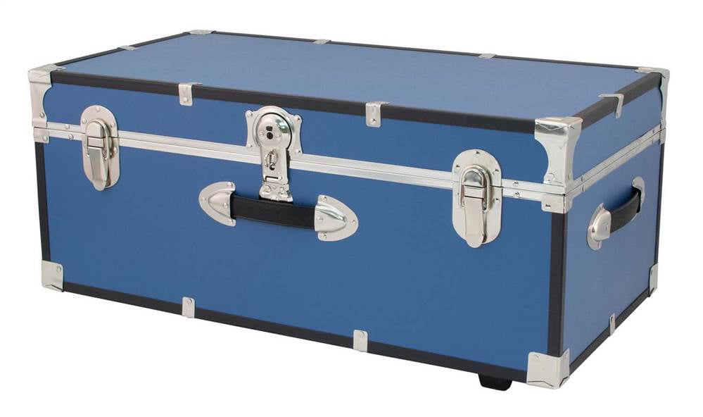 Seward Trunks Adult Wood Trunk with Wheels and Lock in Mist Blue