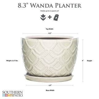 Vigoro 8.3 in. Cressida Medium White Ceramic Planter (8.3 in. D x 6 in. H) With Drainage Hole CRM-081555