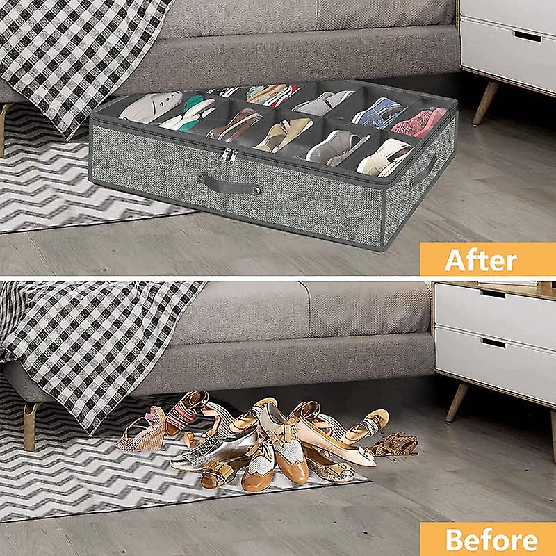 Under Bed Shoe Organizer Shoes Containers Boxes with Clear Cover for Closet