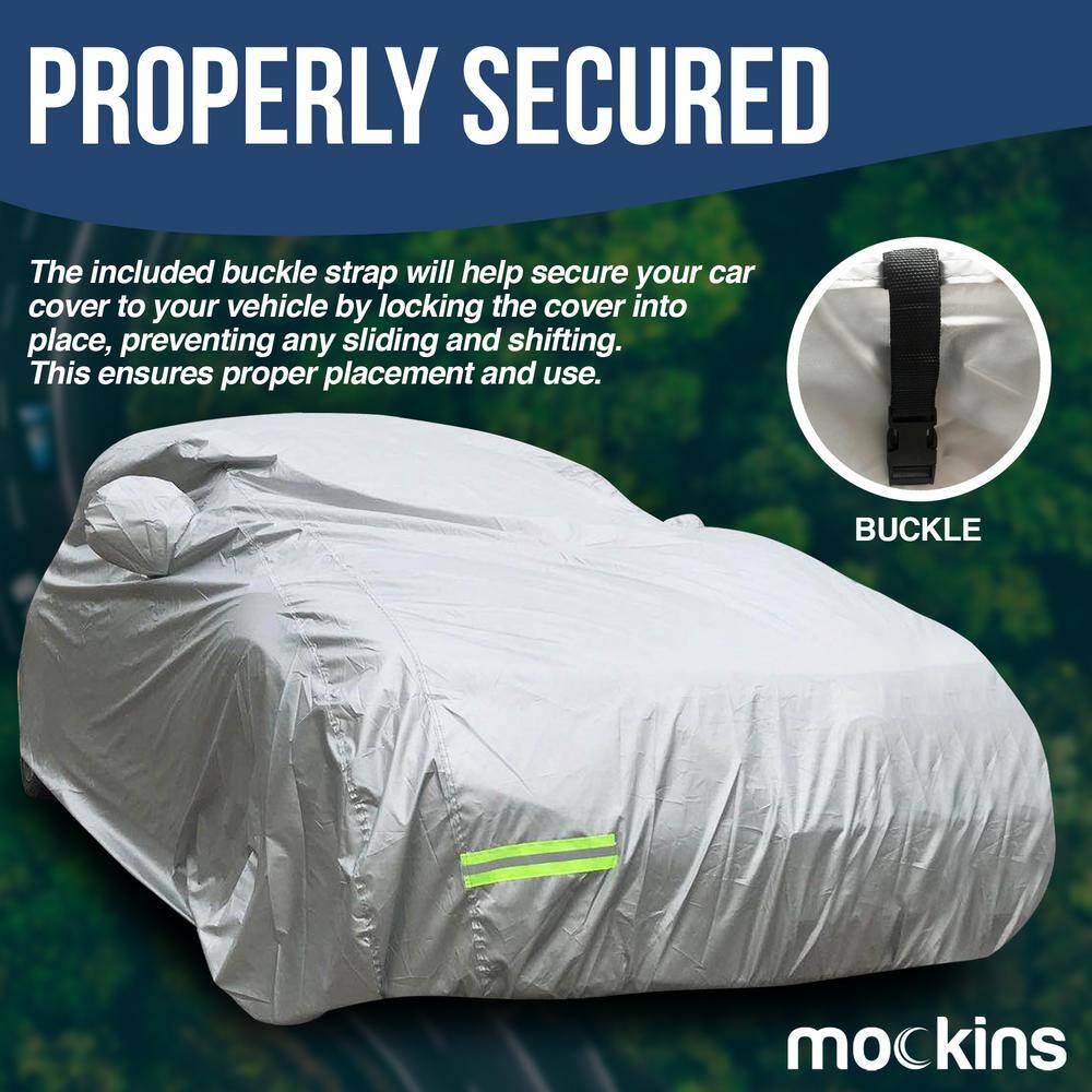 Mockins 190 in. x 75 in. x 60 in. Heavy-Duty 190T Silver Polyester Waterproof Car Cover MA-47