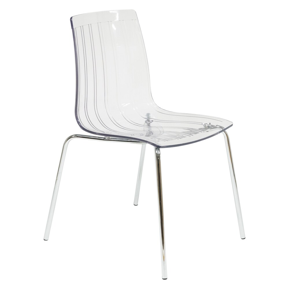 LeisureMod Ralph Mid Century Modern Clear Dining Side Chair