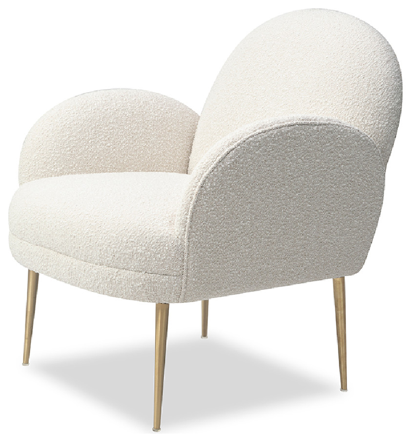 White Boucl√© Accent Chair  Liang  ampEimil Gil   Midcentury   Armchairs And Accent Chairs   by Oroa   Distinctive Furniture  Houzz