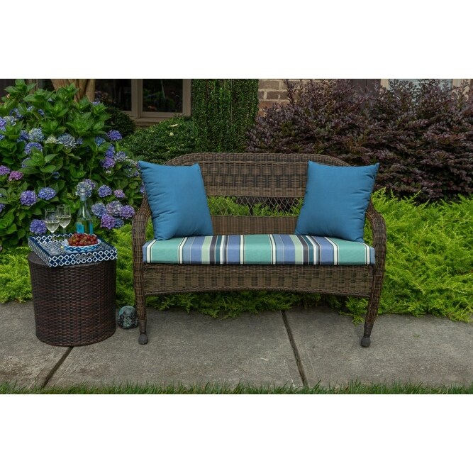 Sunbrella Striped 43.5 inch Striped Outdoor Settee Bench Cushion