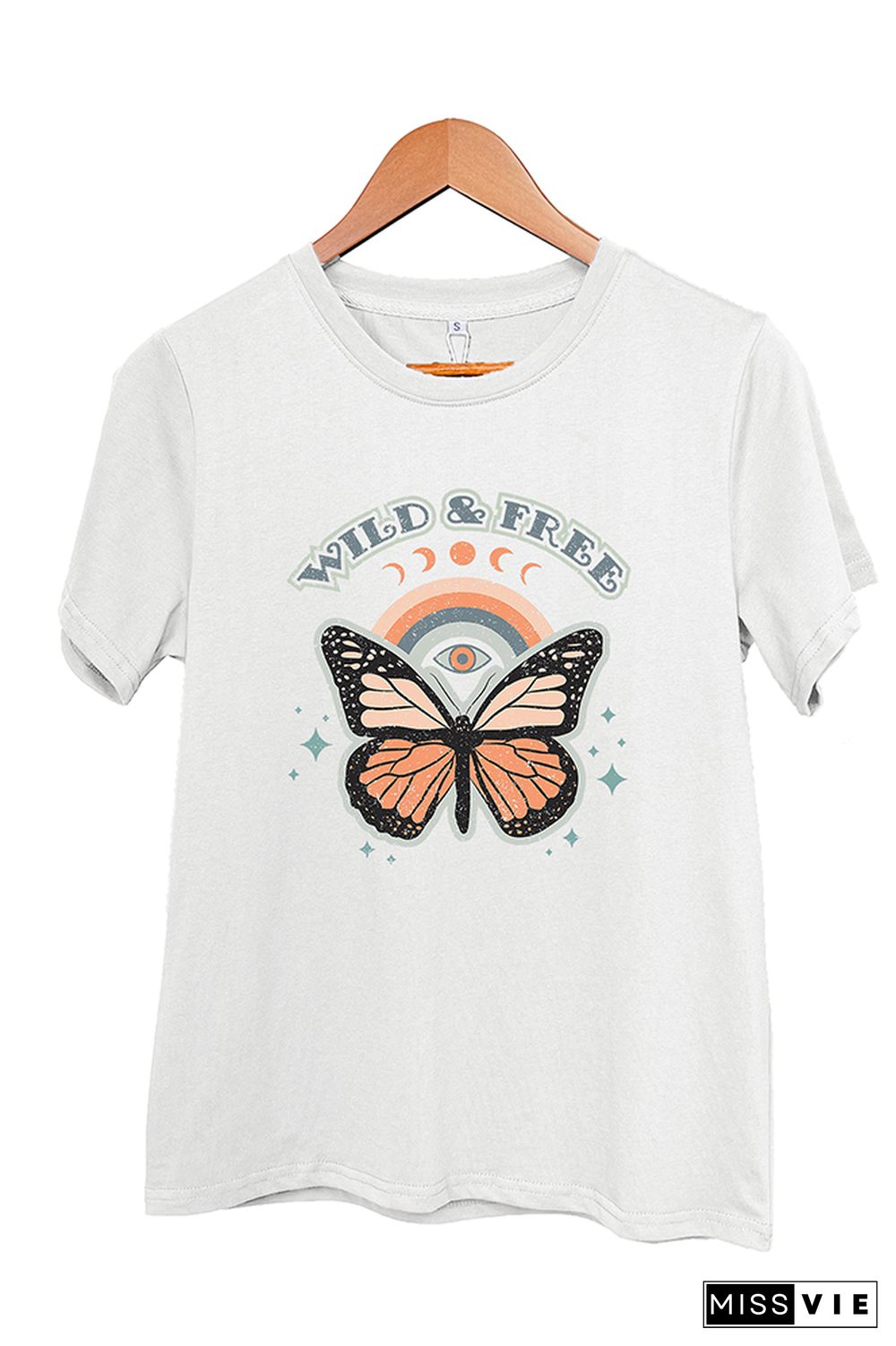 Wild and Free,Butterfly Graphic Tee Wholesale