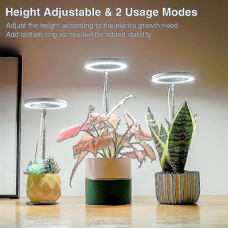 Grow Lights For Indoor Plants， Full Spectrum Led Halo Plant Light With Stand Height Adjustable Auto