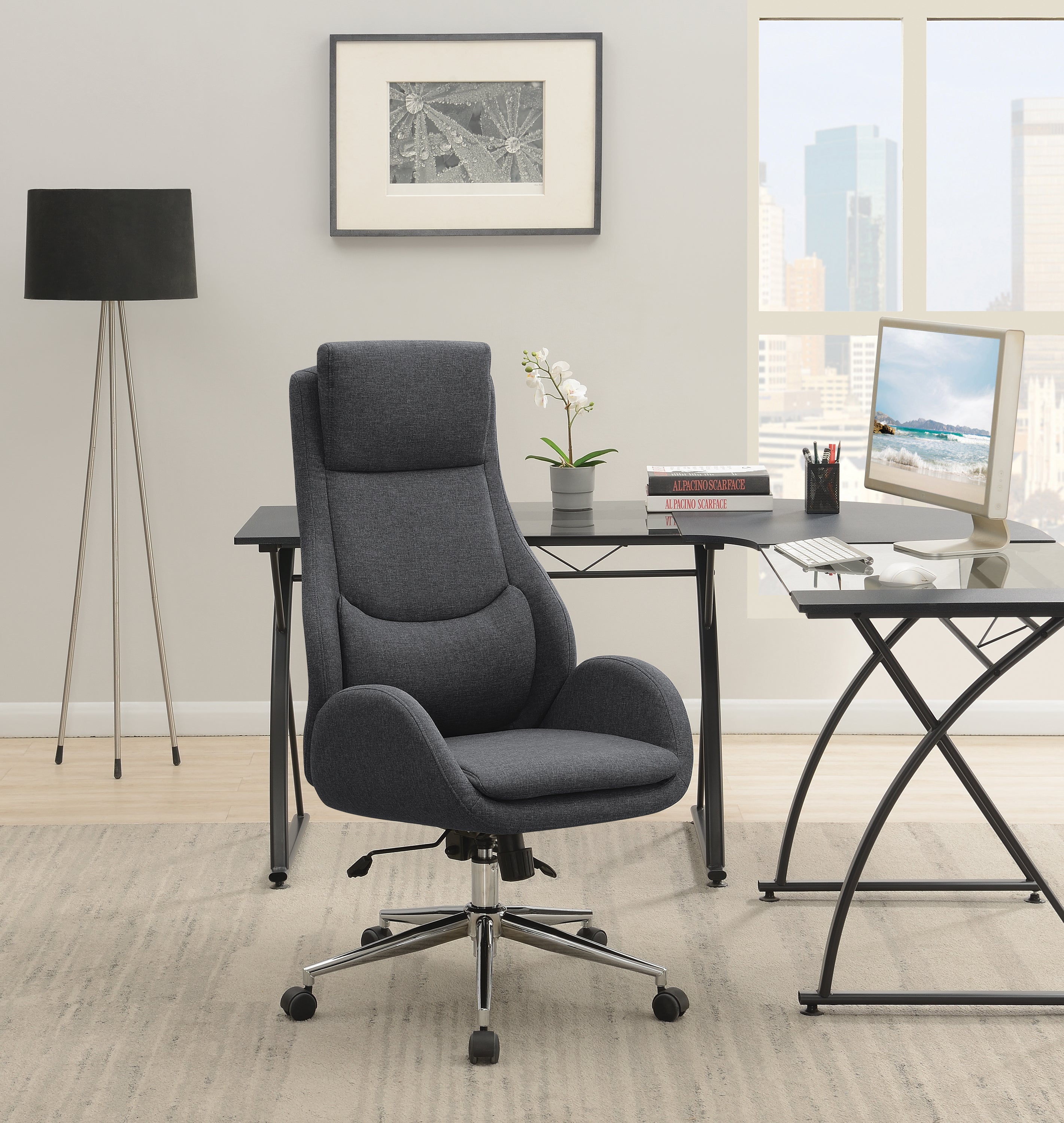 Cruz Upholstered Office Chair With Padded Seat Grey And Chrome-881150