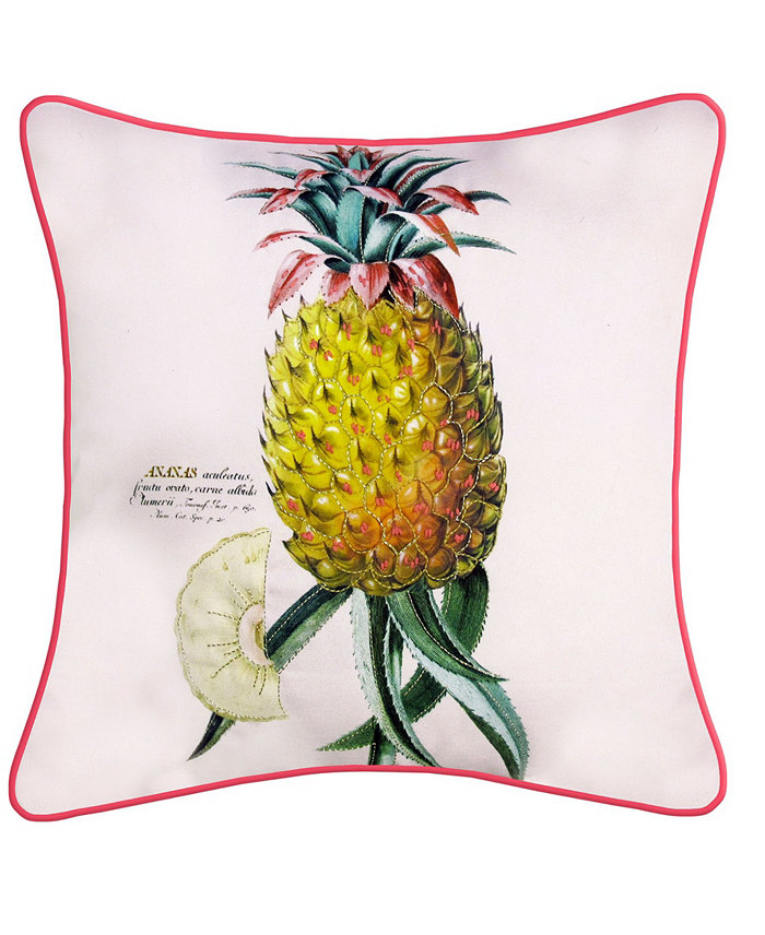 Edie@Home NYBG Indoor， Outdoor Pineapple with Metallic Stitching Decorative Pillow， 20